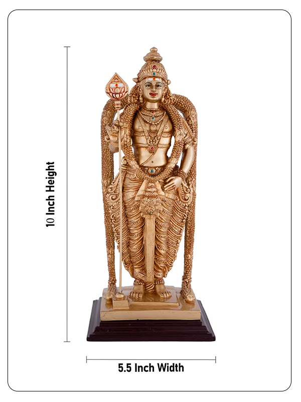 Lord Murugan Statue BUY 1 GET 1 FREE - 10 Inch