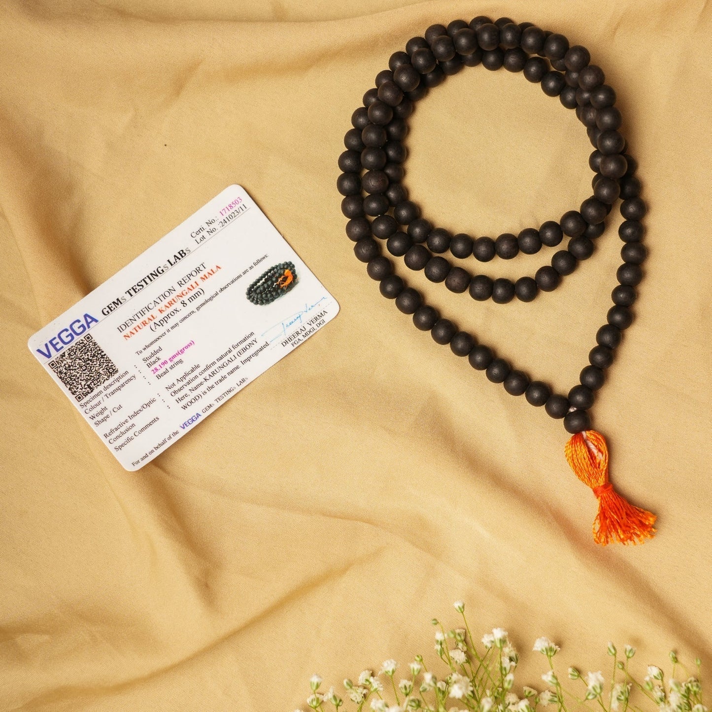 Premium Original Karungali Malai - Natural Black Ebony Wood Govt. Certified