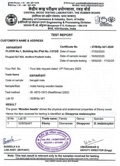 Premium Original Karungali Malai - Natural Black Ebony Wood Govt. Certified